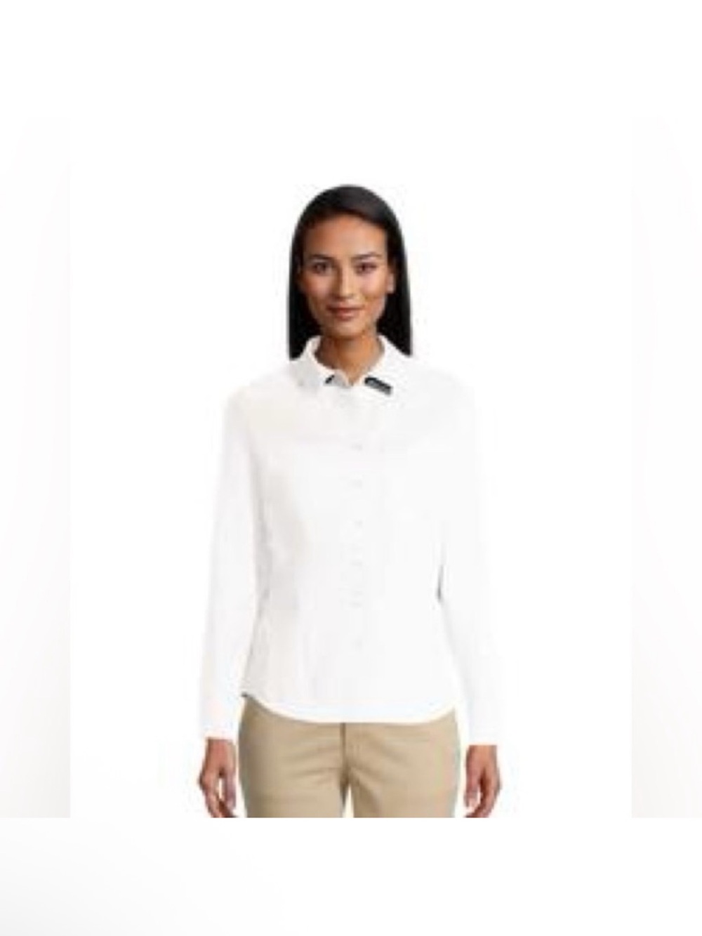 NWT Women's White Button-Down Work Shirt, Size L